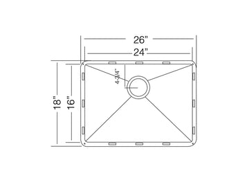 26 inch Stainless Steel Flush Mount Single Bowl Matte Black Kitchen Sink - Corsica TZ PRS609 M - Sink Depot